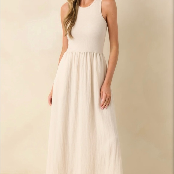 Z Supply brand new Cream mixed media Sleeveless Maxi Dress - Picture 4 of 13